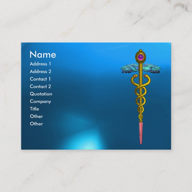 Carte De Visite CADUCUS SAPPHIRE, bleu rose or vif (Devant)