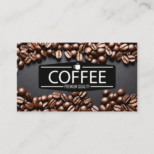 Carte De Visite Café | Arrière - plan de fèves de café (Devant)
