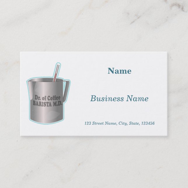 Carte De Visite Café Barista faisant drôle docteur (Devant)