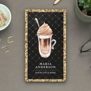 Carte De Visite Café Black Gold Glitter Mocha Latte