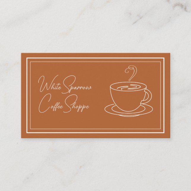 Carte De Visite Café Brown et blanc minimaliste (Devant)