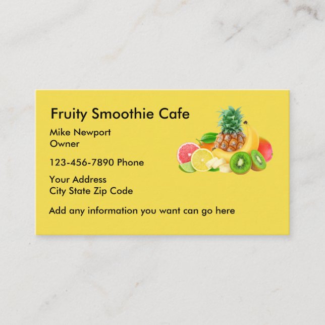 Carte De Visite Café Businesscards de Smoothie (Devant)