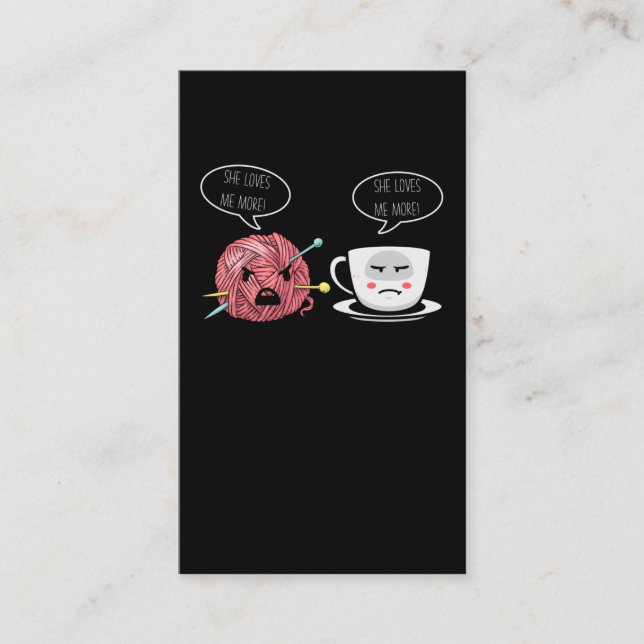Carte De Visite Café et Crochet Lady Crocheting Humour de fils (Devant)