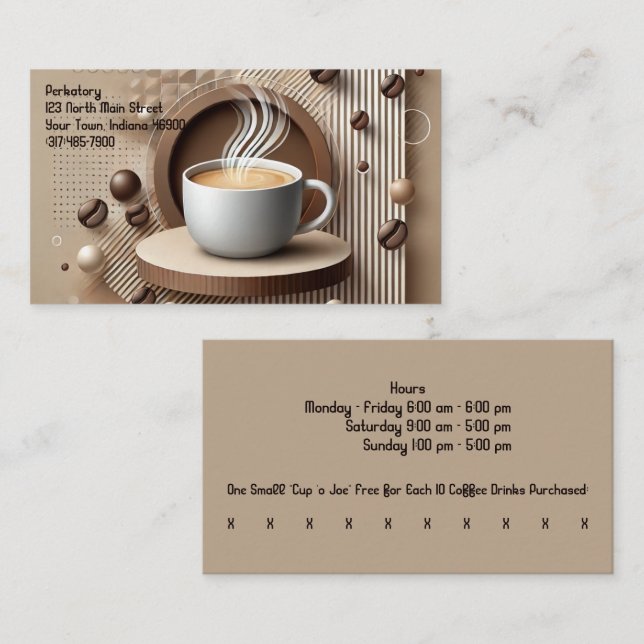 Carte De Visite Café Graphique Personnalisé (Devant / Derrière)
