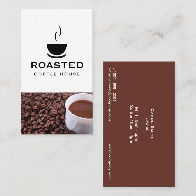 Carte De Visite Café | Haricots à café (Devant / Derrière)