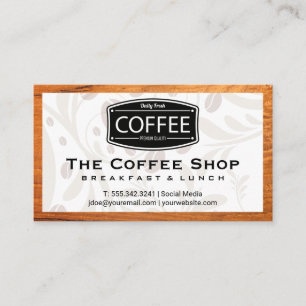 Carte De Visite Café   Haricots   Bordure de bois