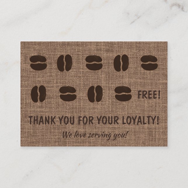 Carte De Visite Café Loyauté Latte Mug Beans Art Brown  (Dos)