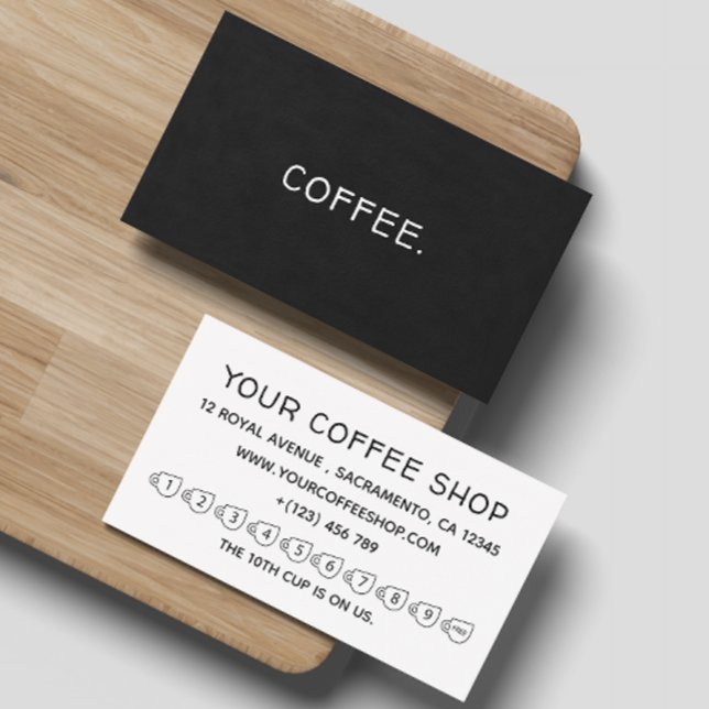 Carte De Visite Café Moderne Simple Noir Et Blanc (Créateur téléchargé)