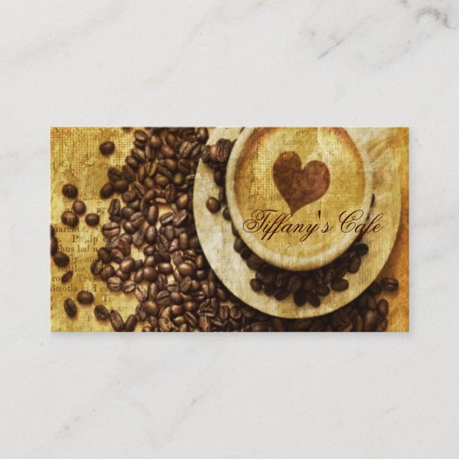 Carte De Visite Café-restaurant chic de cappuccino de Java (Devant)