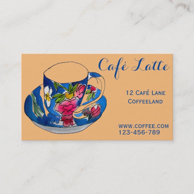 Carte De Visite Café Retro café café concepteur thé tasse (Devant)
