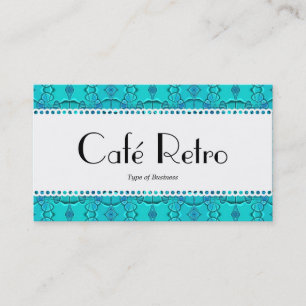Carte De Visite Café Retro (Scalloped) - Aqua Blue Festival