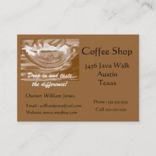 Carte De Visite Café Shop Foaming Coffee Cup
