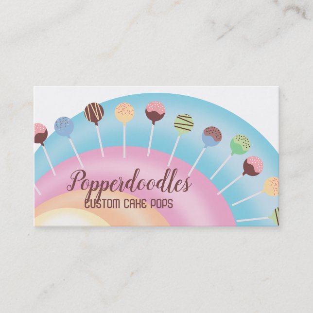 Carte De Visite Cake pops, arc-en-ciel pâtisserie confiserie (Devant)