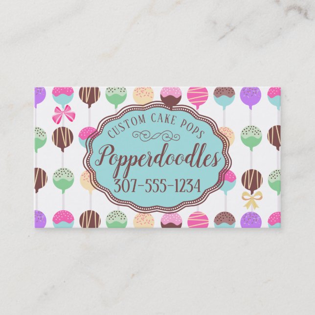 Carte De Visite Cake pops, arc-en-ciel pâtisserie confiserie (Devant)
