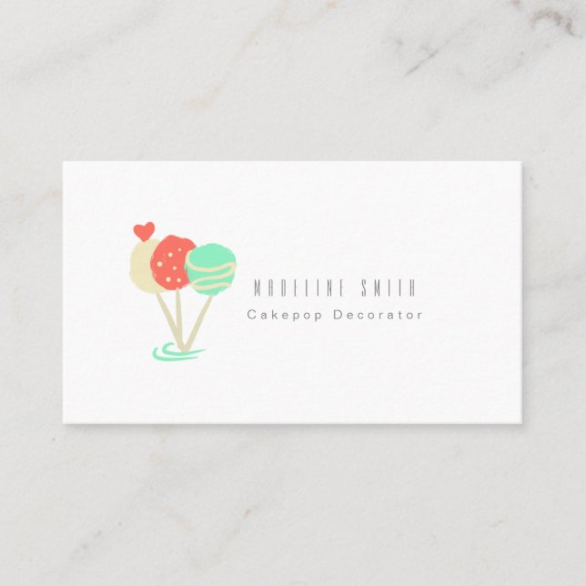 Carte De Visite Cakepops Baking Cake Decorator Fils (Devant)