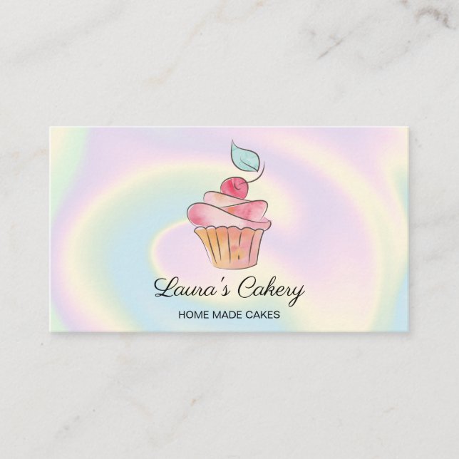 Carte De Visite Cakes Sweets Cupcake Accueil Boulangerie Girly Aqu (Devant)