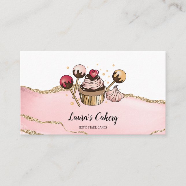 Carte De Visite Cakes & Sweets Cupcake Accueil Boulangerie Laisser (Devant)