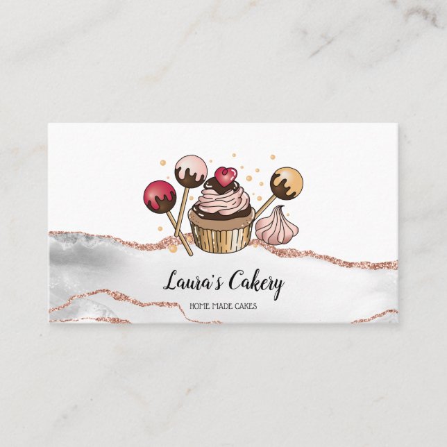 Carte De Visite Cakes & Sweets Cupcake Accueil Boulangerie Laisser (Devant)