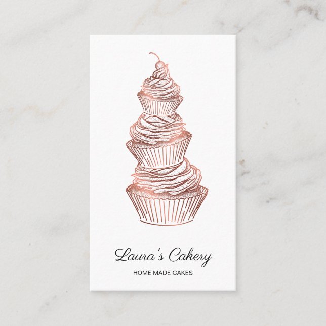Carte De Visite Cakes & Sweets Cupcake Accueil Boulangerie Laisser (Devant)