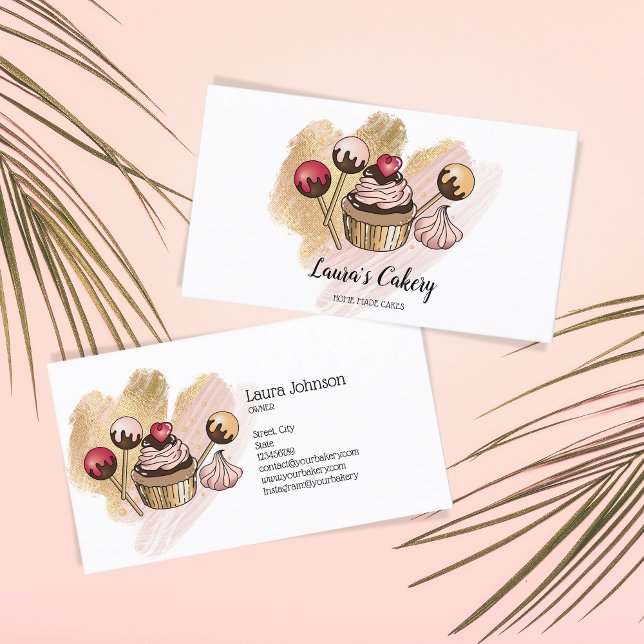 Carte De Visite Cakes & Sweets Cupcake Accueil Boulangerie Laisser (Créateur téléchargé)