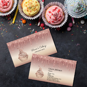 Carte De Visite Cakes & Sweets Cupcake Home Bakery Dripping Gold