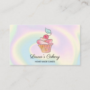 Carte De Visite Cakes Sweets Cupcake Home Bakery Girly Aquarelle