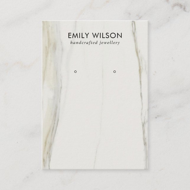 CARTE DE VISITE CALACATTA MARBRE TEXTURE STUD EARRÊT AFFICHAGE (Devant)