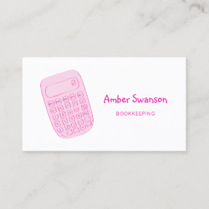 Carte De Visite Calculatrice rose mignonne pour le comptable et le