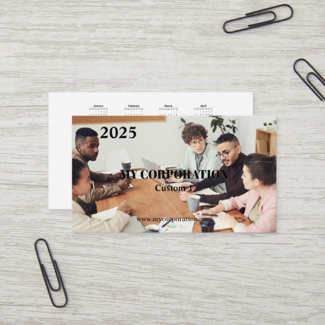 Carte De Visite Calendrier 2025 de poche professionnelle (Devant/Arrière en situation)