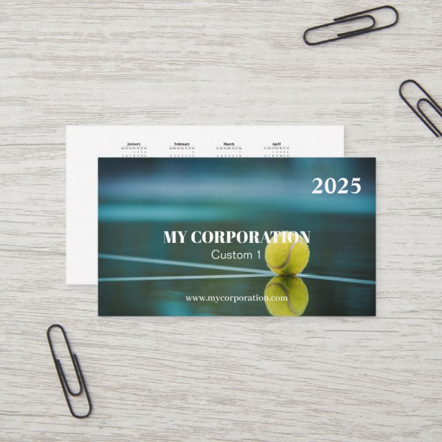 Carte De Visite Calendrier 2025 de poche Sport d'affaires (Devant/Arrière en situation)