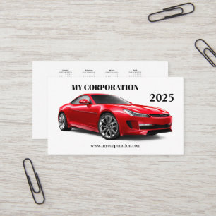 Carte De Visite Calendrier 2025 Red Sport Car Pocket