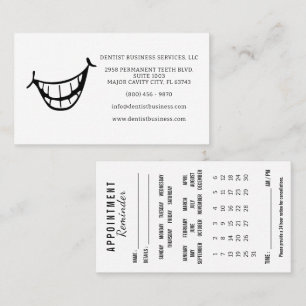 Carte De Visite Calendrier de rappel de rendez-vous chez le dentis