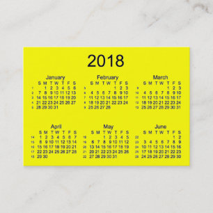 Carte De Visite Calendrier des 52 semaines en jaune 2018 par Janz 