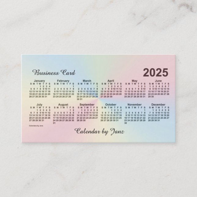 Carte De Visite Calendrier des nuages arc-en-ciel 2025 par Janz (Devant)