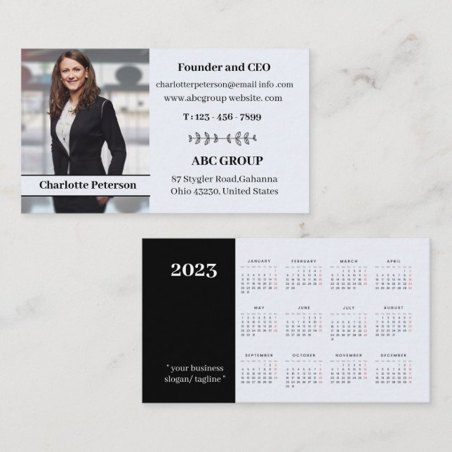 Carte De Visite Calendrier Photo moderne 2023 (Devant / Derrière)