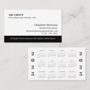 Carte De Visite Calendrier Professionnel Moderne 2023