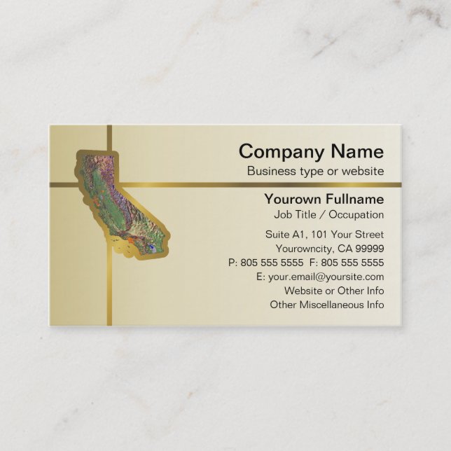 Carte de visite California Map (Devant)