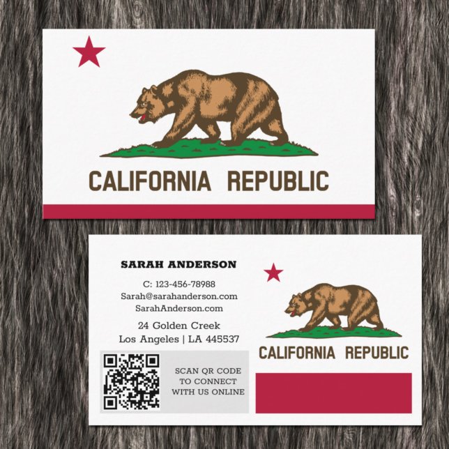 Carte de visite californien moderne, Drapeau / USA (Créateur téléchargé)