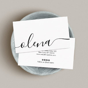 Carte De Visite Calligraphie à script noir et blanc tendance