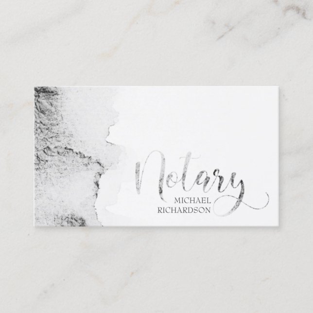 Carte De Visite Calligraphie d'aquarelle gris-notaire mobile (Devant)