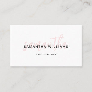 Carte De Visite Calligraphie de script brossé rose minimaliste Cod