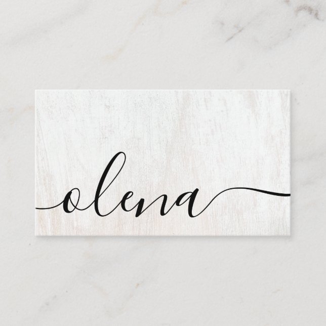 Carte De Visite Calligraphie de script en bois tendance (Devant)