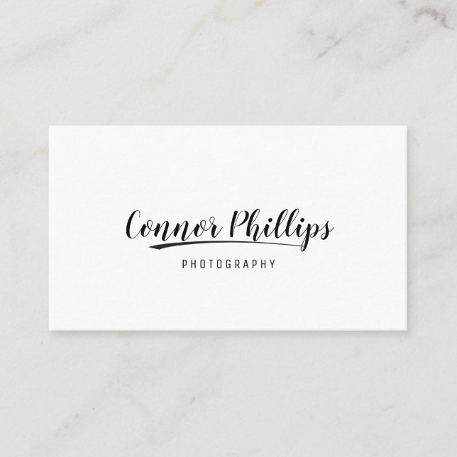Carte De Visite Calligraphie de script manuscrit simple et Swoosh (Devant)