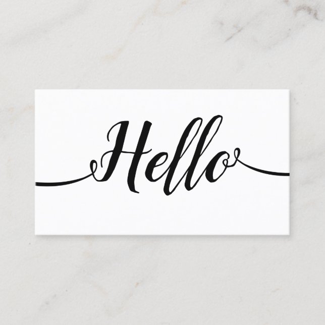 Carte De Visite Calligraphie de script manuscrite simple Bonjour (Devant)