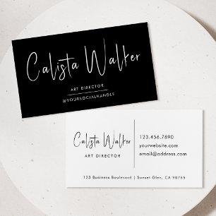 Carte De Visite Calligraphie de script sophistiqué Noir minimal