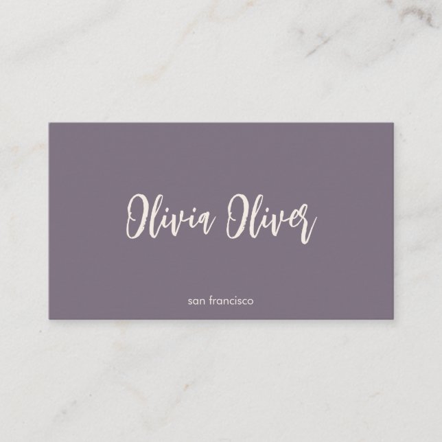 Carte De Visite Calligraphie de script violet minimal Élégant mode (Devant)