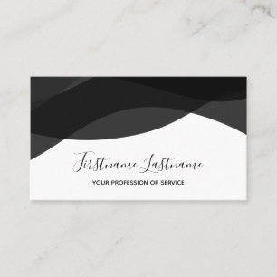 Carte De Visite Calligraphie des vagues abstraites en noir et blan