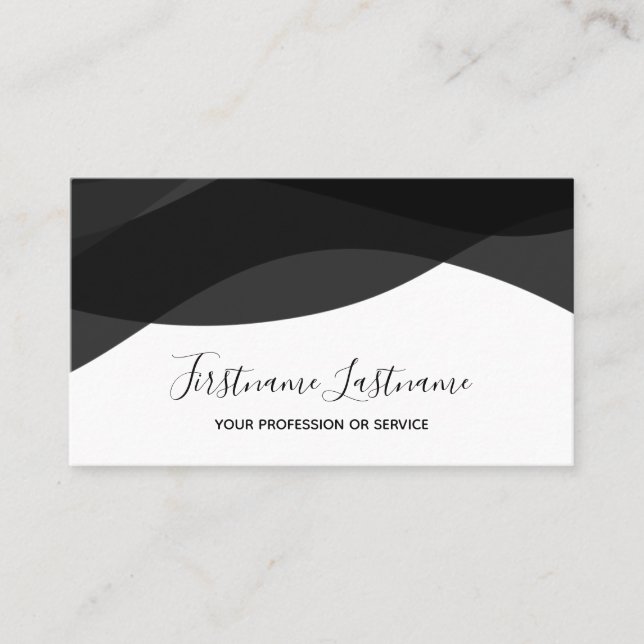 Carte De Visite Calligraphie des vagues abstraites en noir et blan (Devant)