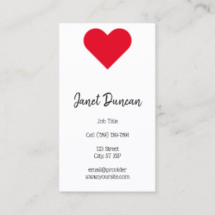 Carte De Visite Calligraphie du coeur rouge