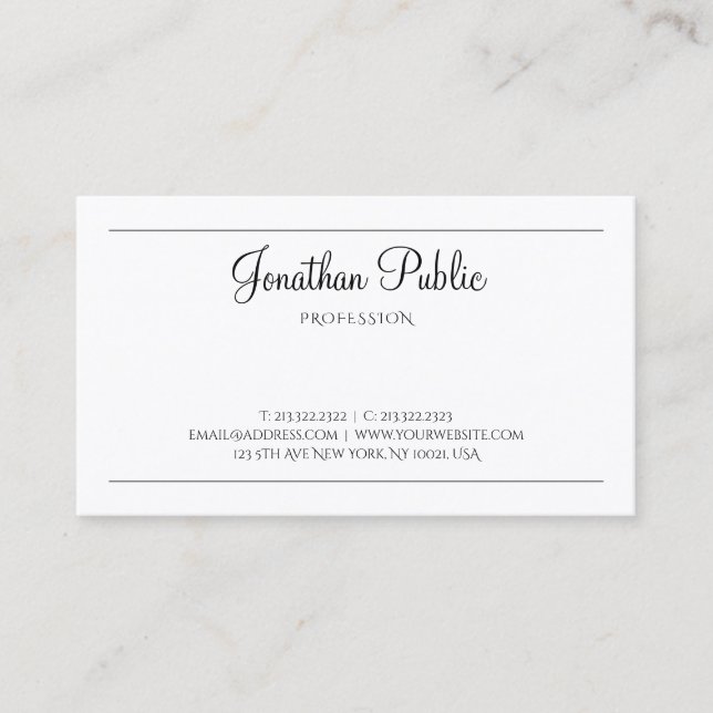 Carte De Visite Calligraphie élégante Moderne Professionnel Plain  (Devant)